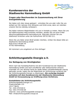 Hinweis Schlichtungsstelle
