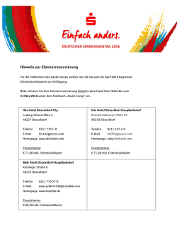 Hinweis zur Zimmerreservierung