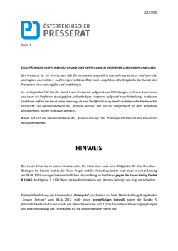 HINWEIS - Presserat