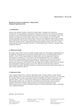 Rechtlicher Hinweis - Weckerle + Stolze GmbH