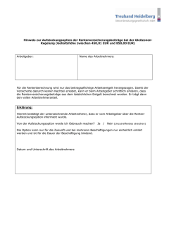 Hinweis zur Aufstockungsoption der Rentenversicherungsbeiträge
