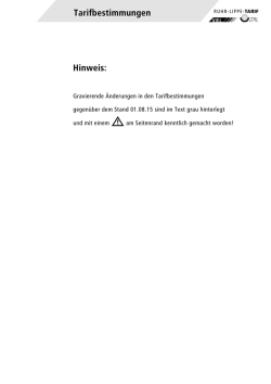 Hinweis: Tarifbestimmungen