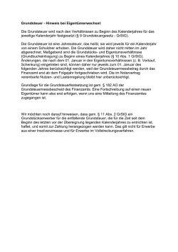 Grundsteuer - Hinweis bei Eigent&uuml;merwechsel: Die Grundsteuer