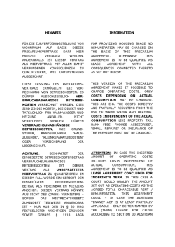 HINWEIS INFORMATION F&Uuml;R DIE ZURVERF&Uuml;GUNGSTELLUNG