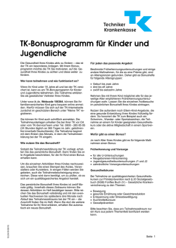 TK-Bonusprogramm f&uuml;r Kinder und Jugendliche
