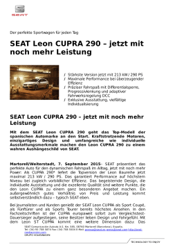SEAT Leon CUPRA 290 – jetzt mit noch mehr Leistung