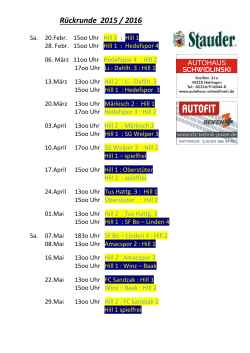 Spielplan Senioren Rückrunde 2016