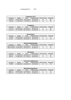 Lehrgangstermine 2 2016 Lehrgang Beginn Ende Meldeschluss