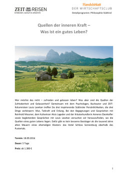 Quellen der inneren Kraft – Was ist ein gutes Leben?