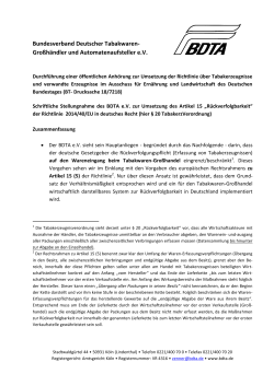 BDTA-Stellungnahme zur Anhörung im Bundestags