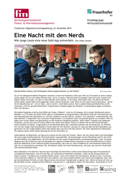 Eine Nacht mit den Nerds - FIM: Kernkompetenzzentrum Finanz