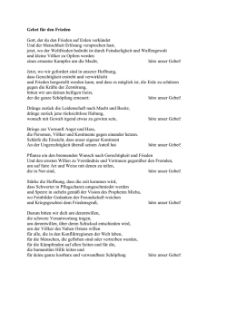 Gebet für den Frieden Gott, der du den Frieden auf Erden verkündet