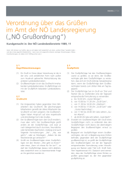 Verordnung über das Grüßen im Amt der NÖ Landesregierung („NÖ