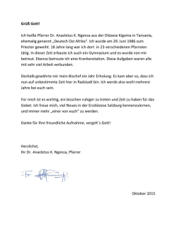Gr&uuml;&szlig; Gott! Ich hei&szlig;e Pfarrer Dr. Anacletus K. Ngenza aus der