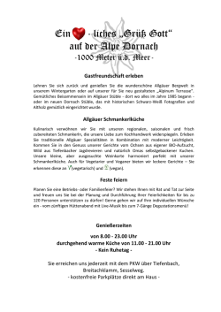 Ein - liches &bdquo;Gr&uuml;&szlig; Gott&ldquo; auf der Alpe Dornach