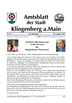 Herzlich willkommen und Gr&uuml;&szlig; Gott zum Klingenberger Winzerfest!