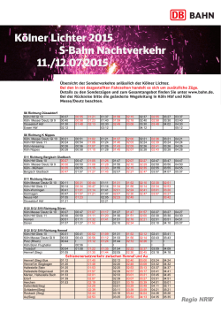 Kölner Lichter 2015 S-Bahn Nachtverkehr 11./12.07.2015