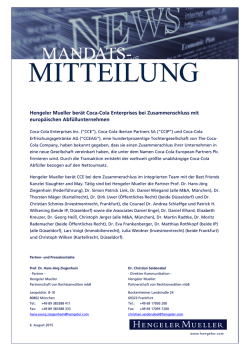 Hengeler Mueller ber&auml;t Coca