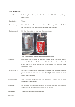Cola vs. Cola light - Unterrichtsmaterialien Chemie