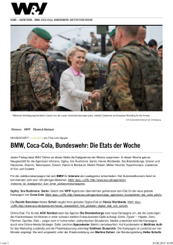 W&V: BMW, Coca-Cola, Bundeswehr: Die Etats der Woche