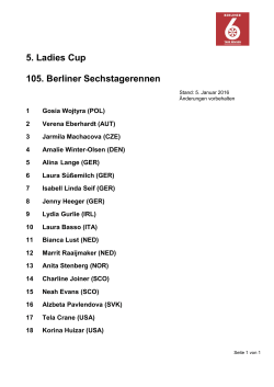5. Ladies Cup 105. Berliner Sechstagerennen