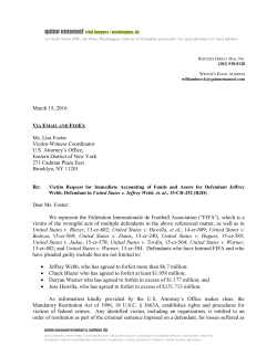 FIFA Restitution Cover Letter