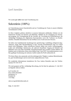 inserat sekretariat f&uuml;r homepage