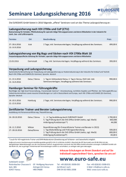 Seminare Ladungssicherung 2016 www.euro