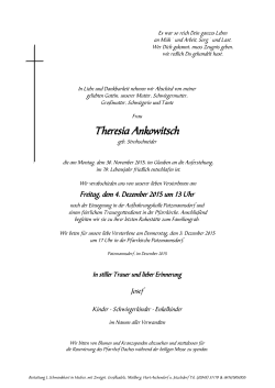 ANKOWITSCH Theresia - Bestattung Josef Schwankhart