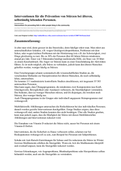 Interventionen f&uuml;r die Pr&auml;vention von St&uuml;rzen bei &auml;lteren