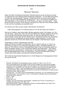 Geschichte der Glocken in Herschbach Von Bernhard Hemmerle