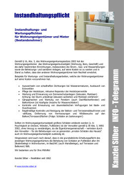 Info-Telegramm Instandhaltungspflichten f&uuml;r Bewohner