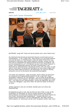 Harry Potter - von Jugendlichen f&uuml;r Jugendliche