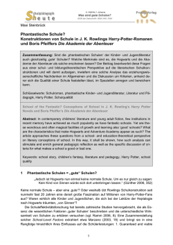 Phantastische Schule? Konstruktionen von Schule in JK Rowlings