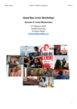 Good Bye Lenin Workshop - Routes into Languages Cymru