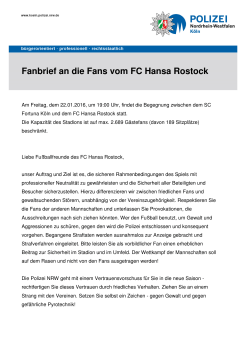 Fanbrief an die Fans von Hansa Rostock