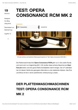 Test: Opera Consonance RCM MK 2 - Vinyl-Fans.de