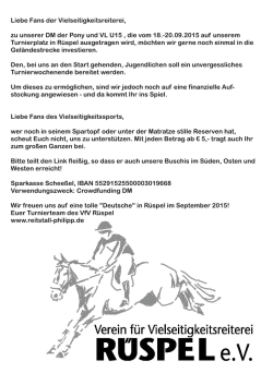 Liebe Fans der Vielseitigkeitsreiterei, zu unserer DM der Pony und