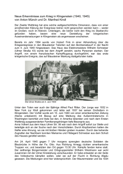 Neue Erkenntnisse zum Krieg in Klingenstein (1940, 1945) von
