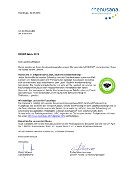 Heerbrugg, 25.01.2016 An die Mitglieder der rhenusana SICHER