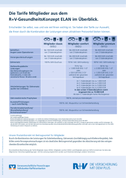 Leistungs&uuml;bersicht Mitglieder-Tarife