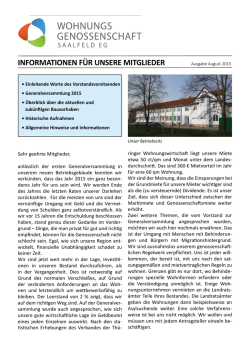 Informationsblatt f&uuml;r Mitglieder August 2015