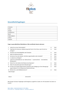 Gesundheitsfragebogen - Fitplus Willisau GmbH
