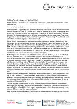 Gr&ouml;&szlig;ere Verantwortung, mehr Verl&auml;sslichkeit Sportpolitisches