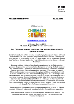 PRESSEMITTEILUNG 12.06.2015 Das Chiemsee