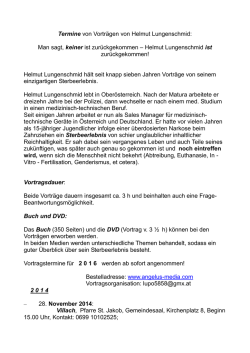 Termine von Vortr&auml;gen von Helmut Lungenschmid
