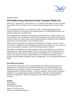 DVV Media Group &uuml;bernimmt Road Transport Media Ltd.