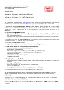 Leitung der Sammlung Textilien und Schmuck Leitung der