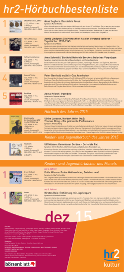 H&ouml;rbuch-Bestenliste Dezember 2015