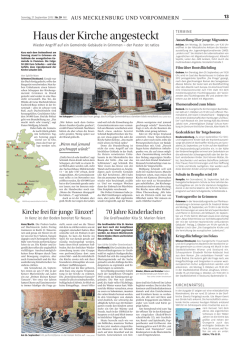Haus der Kirche angesteckt - Kirche Grimmen * Evangelische